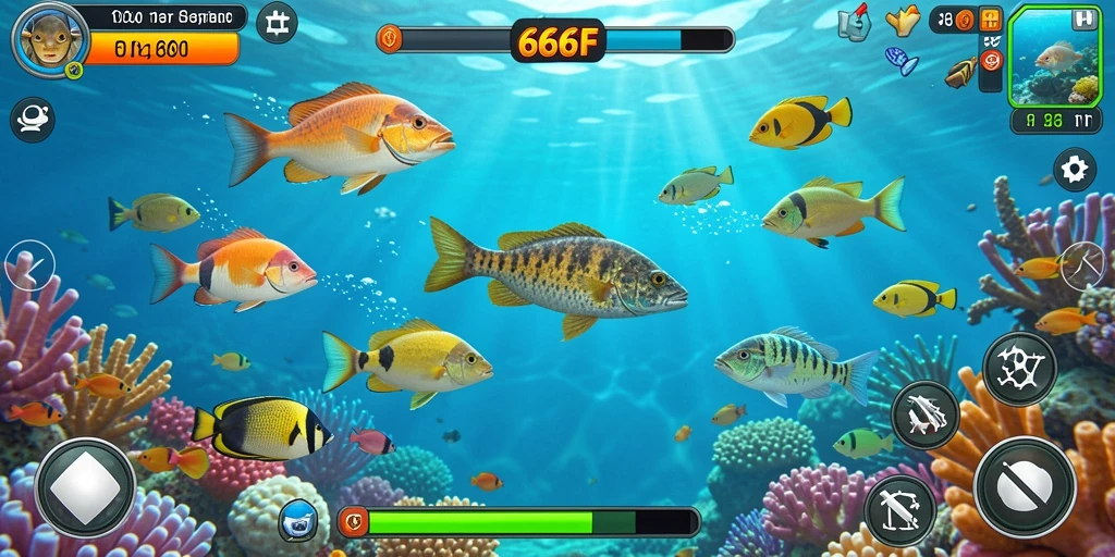 Tampilan gameplay seru dalam game Tembak Ikan 666F.