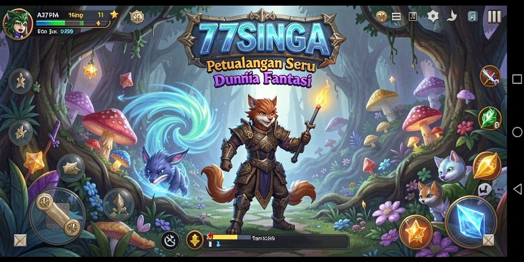 Tampilan antarmuka gameplay petualangan yang menarik di 77SINGA.