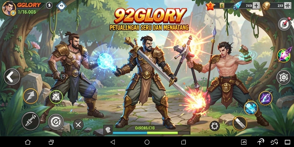 Screenshot gameplay 92GLORY menunjukkan dunia petualangan yang menakjubkan.