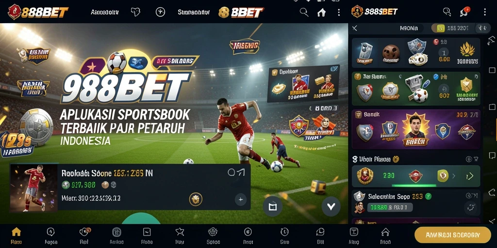 Tampilan aplikasi 988BET dengan berbagai pilihan taruhan olahraga.