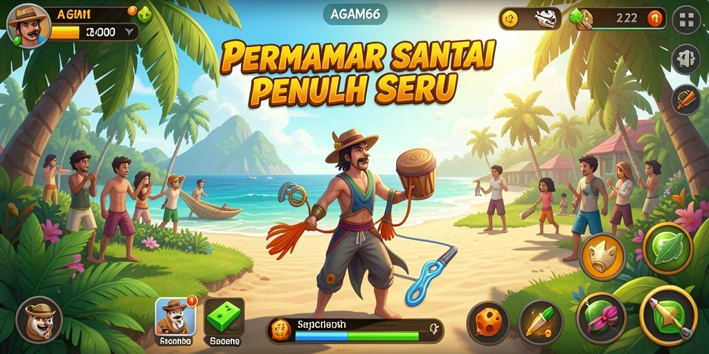 Screenshot utama AGAM66 menunjukkan aksi gameplay santai yang penuh warna.