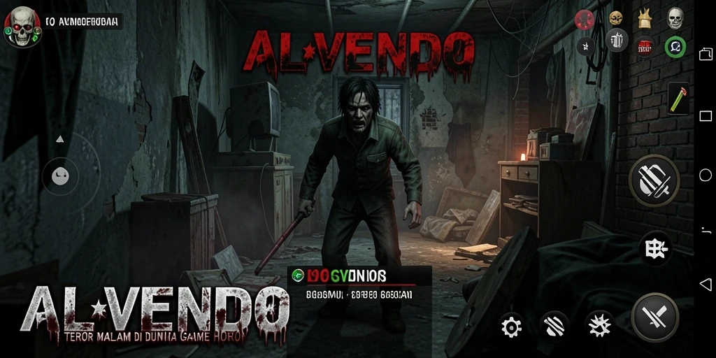 Tampilan gameplay horor menyeramkan dari ALVENDO saat petualangan dimulai.
