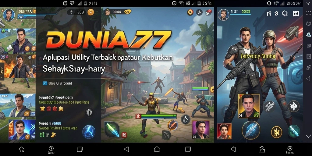 Tampilan antarmuka DUNIA77 dengan fitur-fitur utilitas yang lengkap.