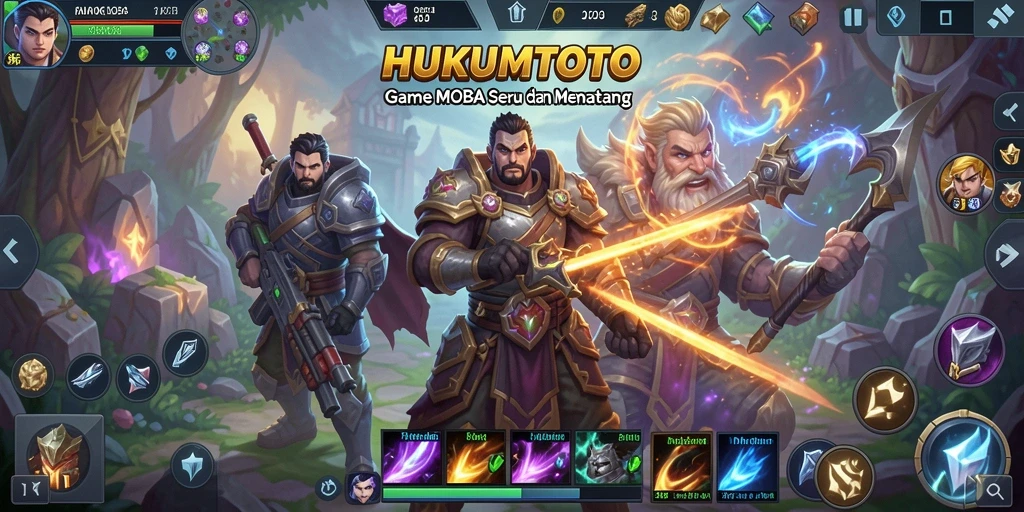 Screenshot gameplay HUKUMTOTO yang menunjukkan aksi seru di arena pertempuran.