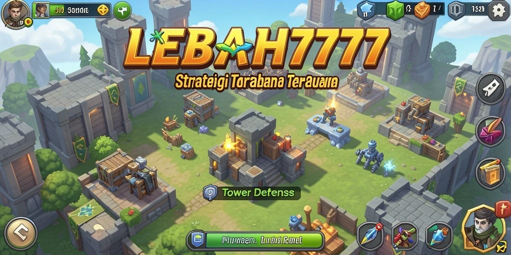 Tampilan gameplay seru dari LEBAH777 di battlefield Tower Defense.
