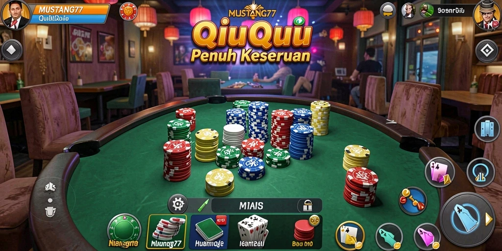 Screenshot gameplay QiuQiu yang menampilkan keseruan bermain MUSTANG77.