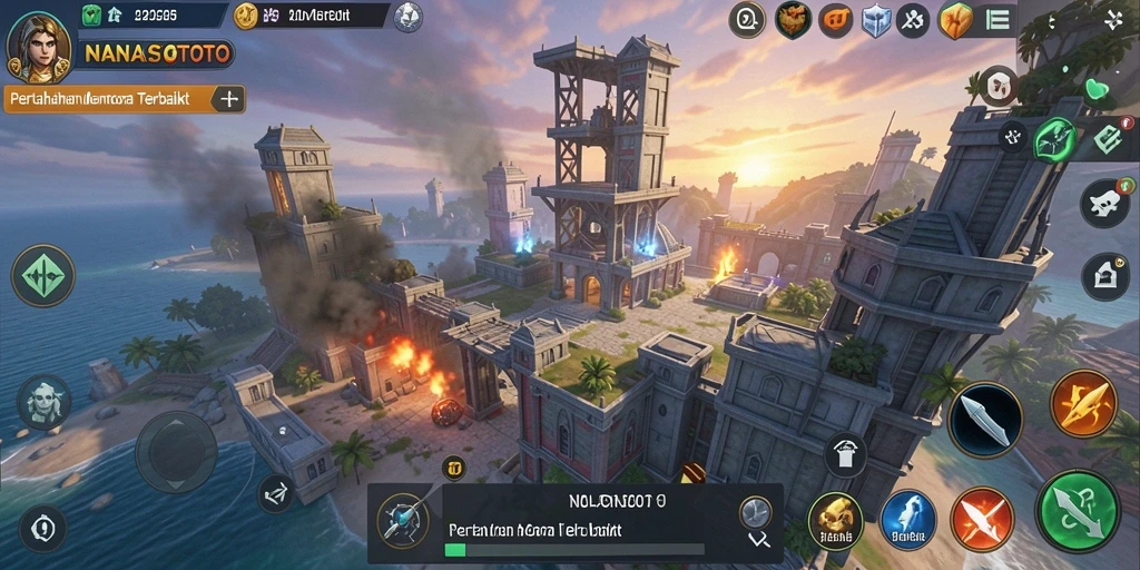 Screenshot gameplay Tower Defense NANASTOTO yang mendebarkan.