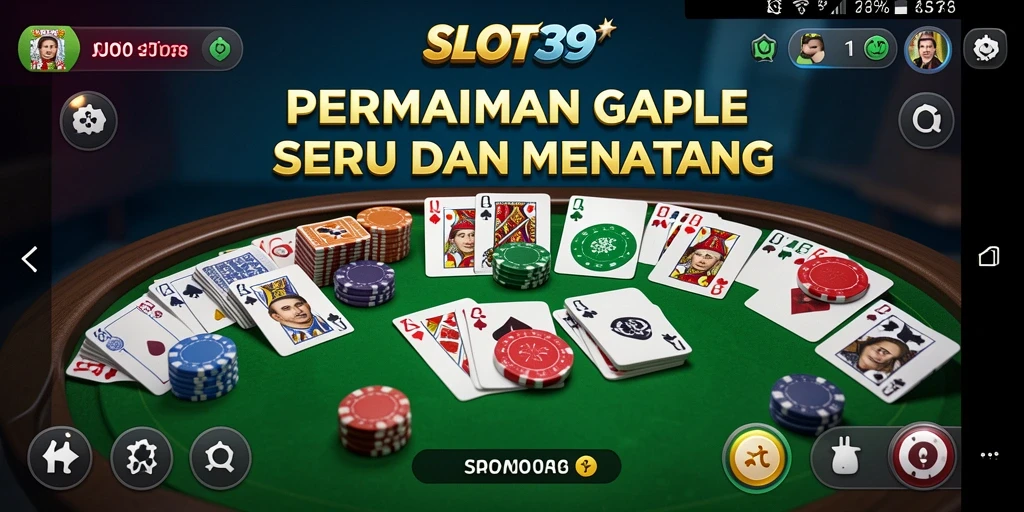 Screenshot utama SLOT39 menampilkan gameplay Gaple yang seru dan interaktif.