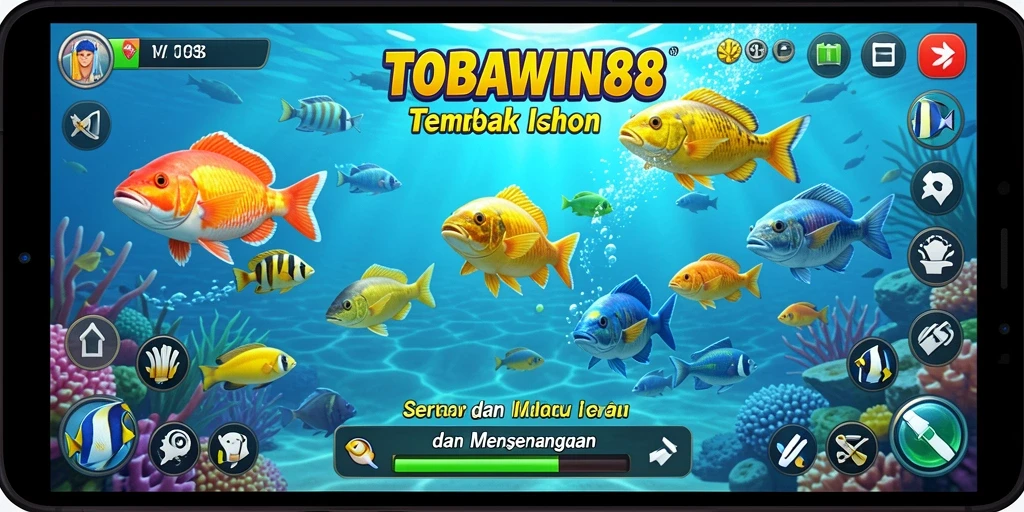 Gameplay seru Tembak Ikan di TOBAWIN88 yang penuh warna.